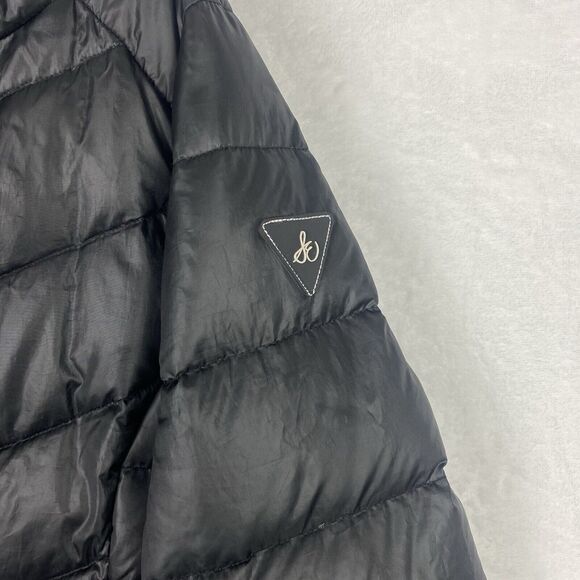 Sam Edelman Puffer Jacket Womens Large Black Full Zip Down Feathers Pockets - Picture 6 of 11